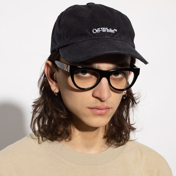 Off-White STYLE 4 AF 11000 BRAND NEW Eyeglasses Black Blue Block Unisex Cat Eye